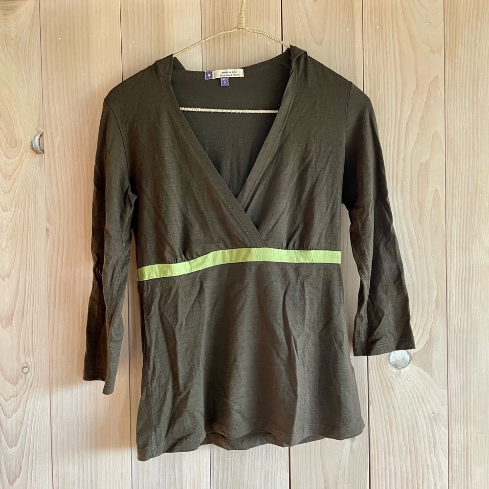 Ibex Brown and Green casual top.